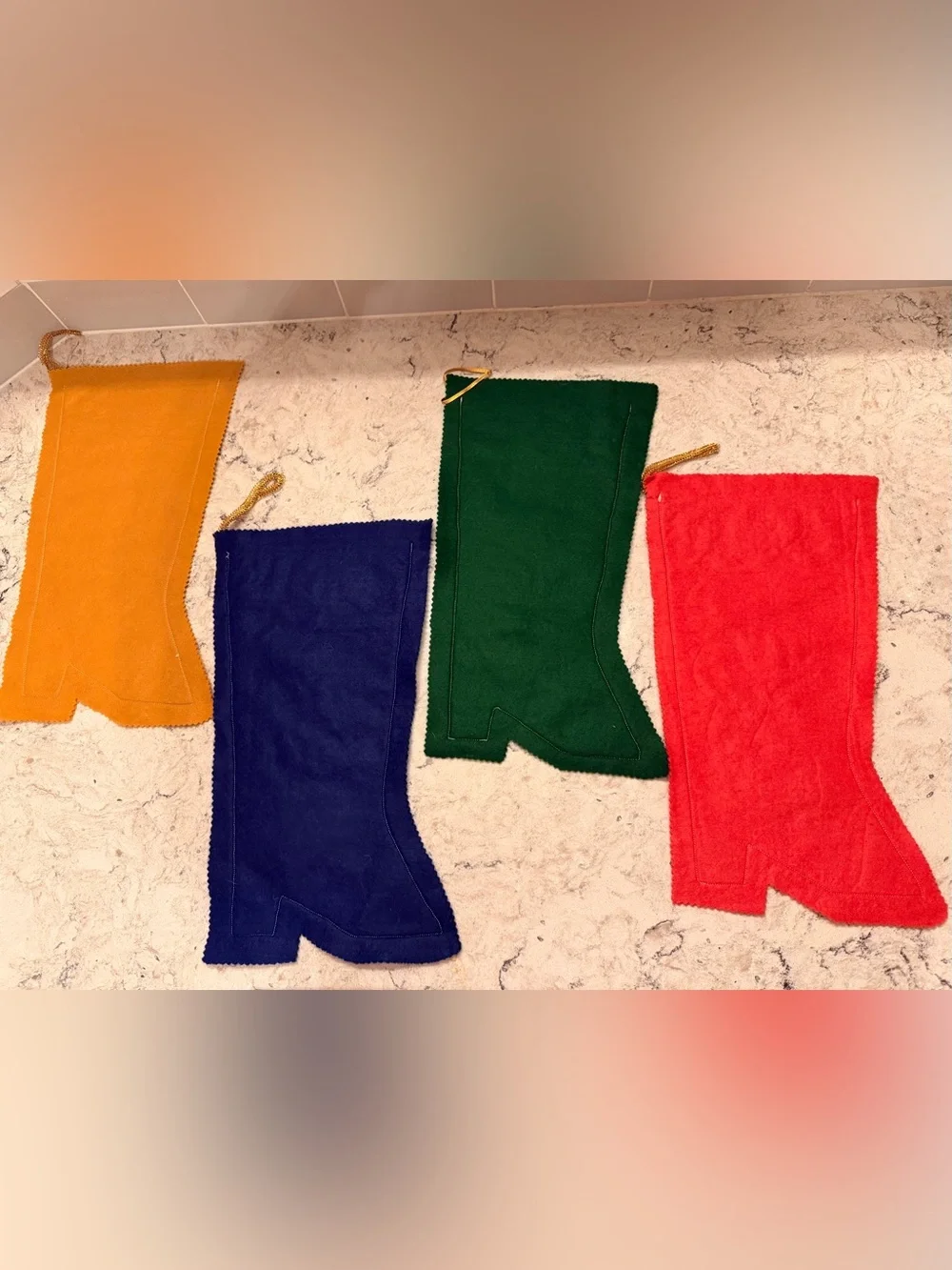 New Handmade Embroidered Folk-Art Christmas Stockings – Set of 4